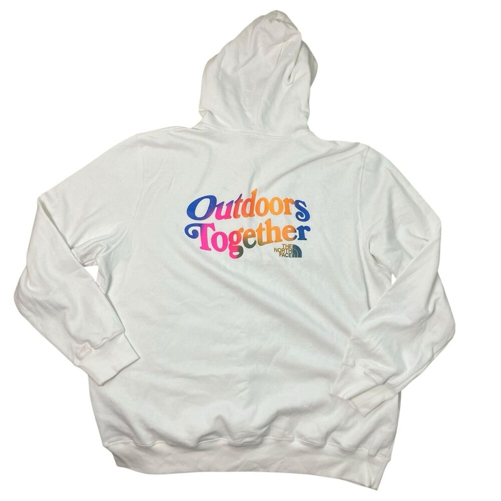 The North Face Hoodie Mens XXL White Outdoor‎ Together Colorful Adventure *READ*